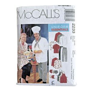 McCalls 2233 Unisex Chef Sewing Pattern Uniform Pattern Med 38-40 CUT